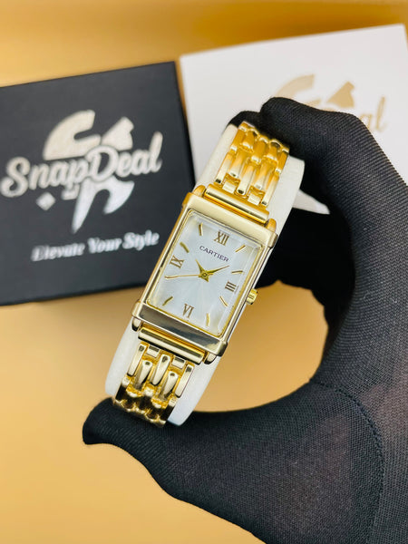 CARTIER Gold Rectangular Dial Bracelet Watch