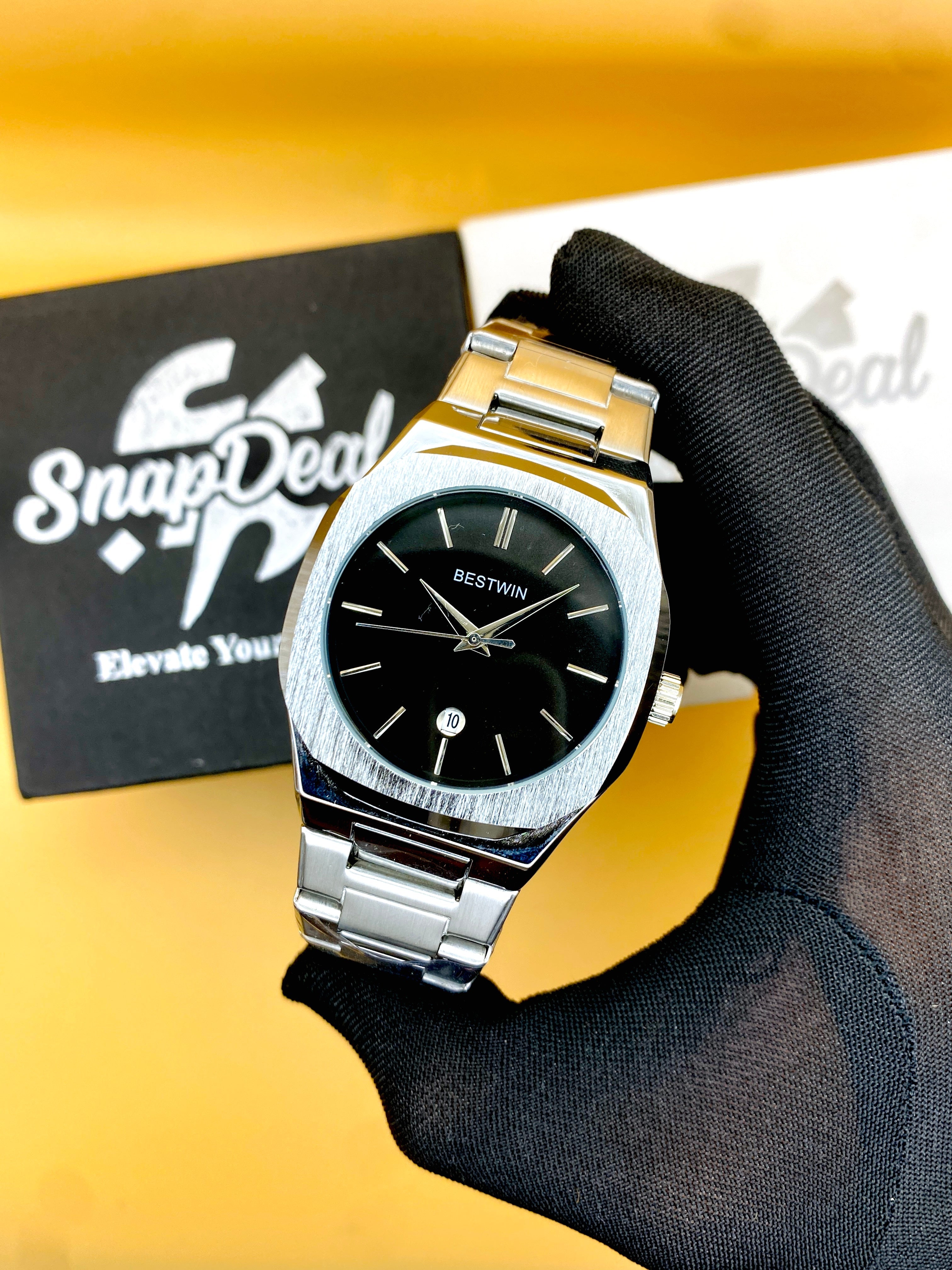 Bestwin Stainless Steel Silver with (Black Dial)