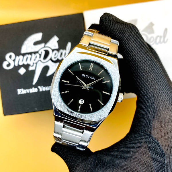Bestwin Stainless Steel Silver with (Black Dial)
