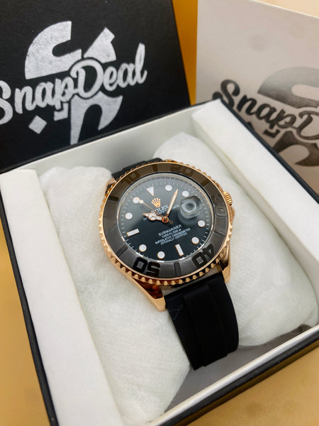 Premium Minimal Gold Black Yacht Master Oyster Watch