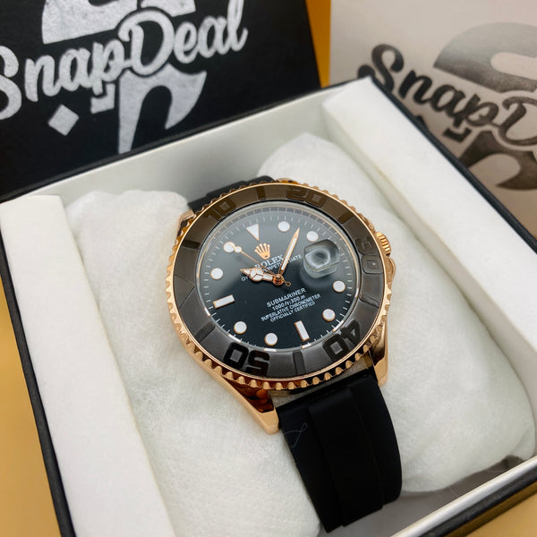 Premium Minimal Gold Black Yacht Master Oyster Watch