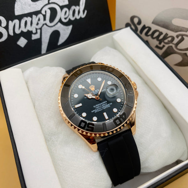 Premium Minimal Gold Black Yacht Master Oyster Watch