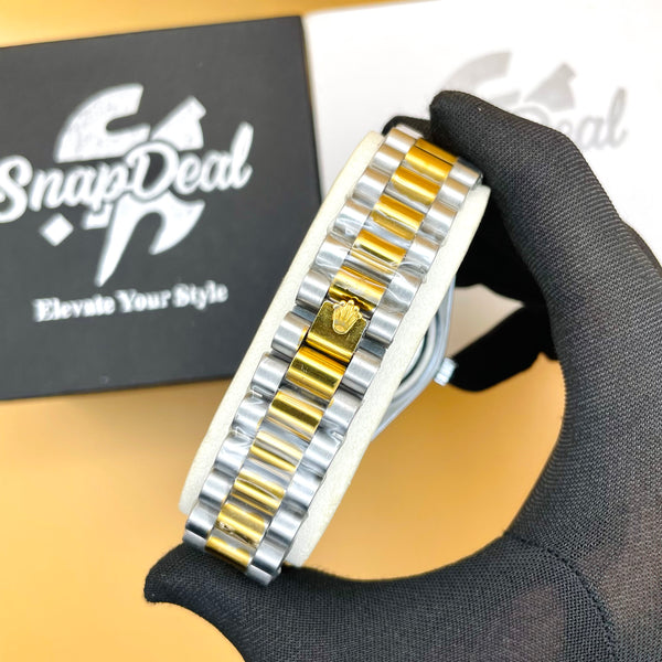 Rolex Stainless Steel 40mm Two Tone Golden-Silver with (Black Dial)