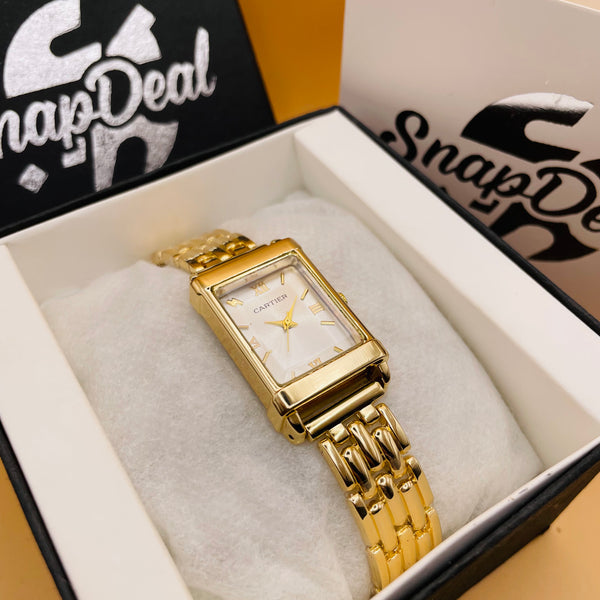 CARTIER Gold Rectangular Dial Bracelet Watch