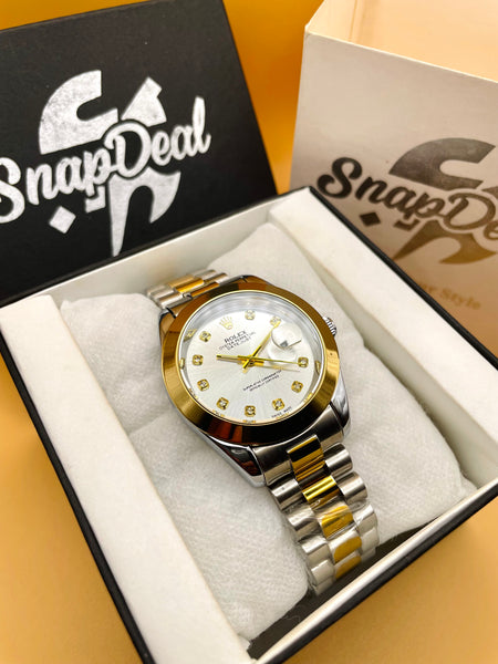 Rolex Stainless Steel 40mm Two Tone Golden-Silver with (White Dial)