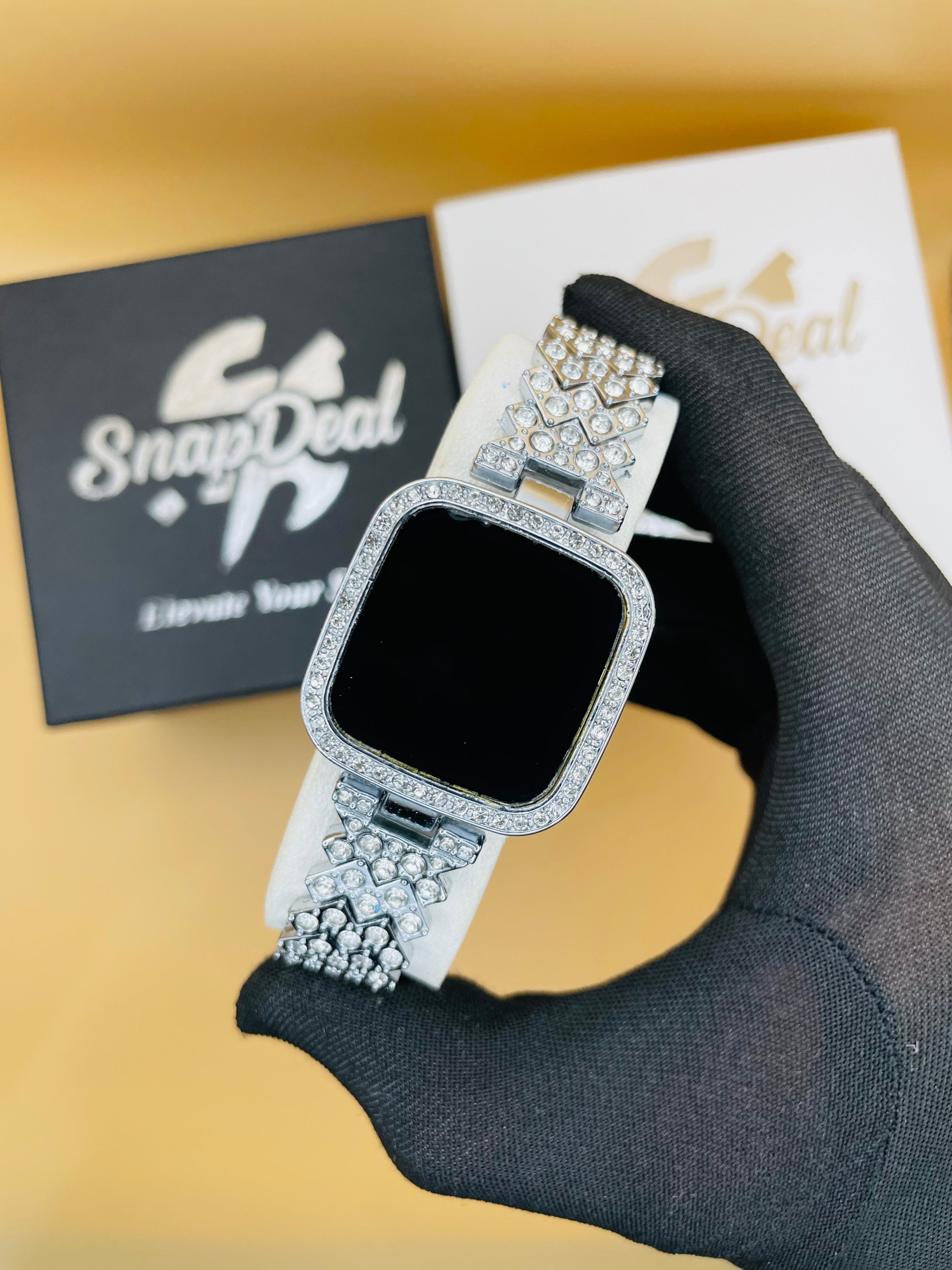 Exclusive Crystal-Embedded Digital Watch with Luxury Bracelet Design (Silver)