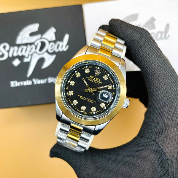 Rolex Stainless Steel 40mm Two Tone Golden-Silver with (Black Dial)