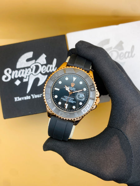 Premium Minimal Gold Black Yacht Master Oyster Watch