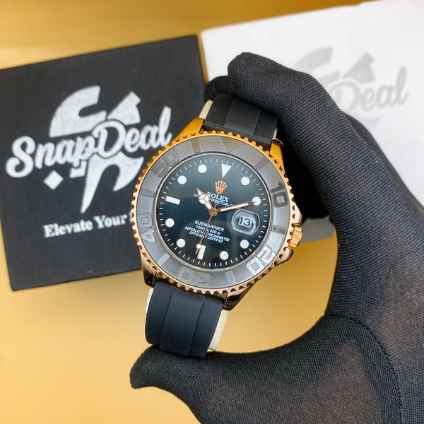 Premium Minimal Gold Black Yacht Master Oyster Watch