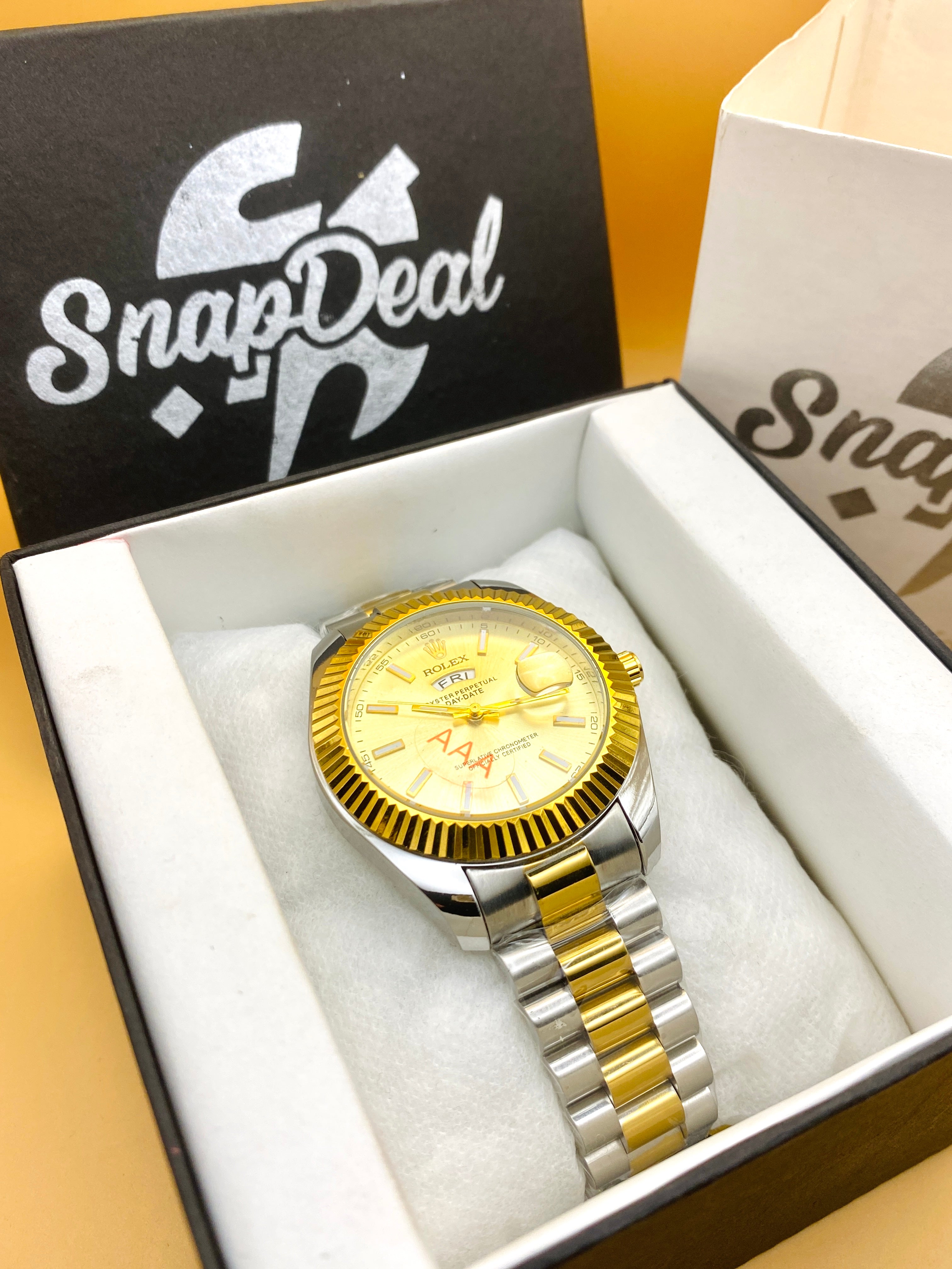 Rolex Stainless Steel 40mm Two Tone Golden-Silver with (Golden Dial) Day-Date