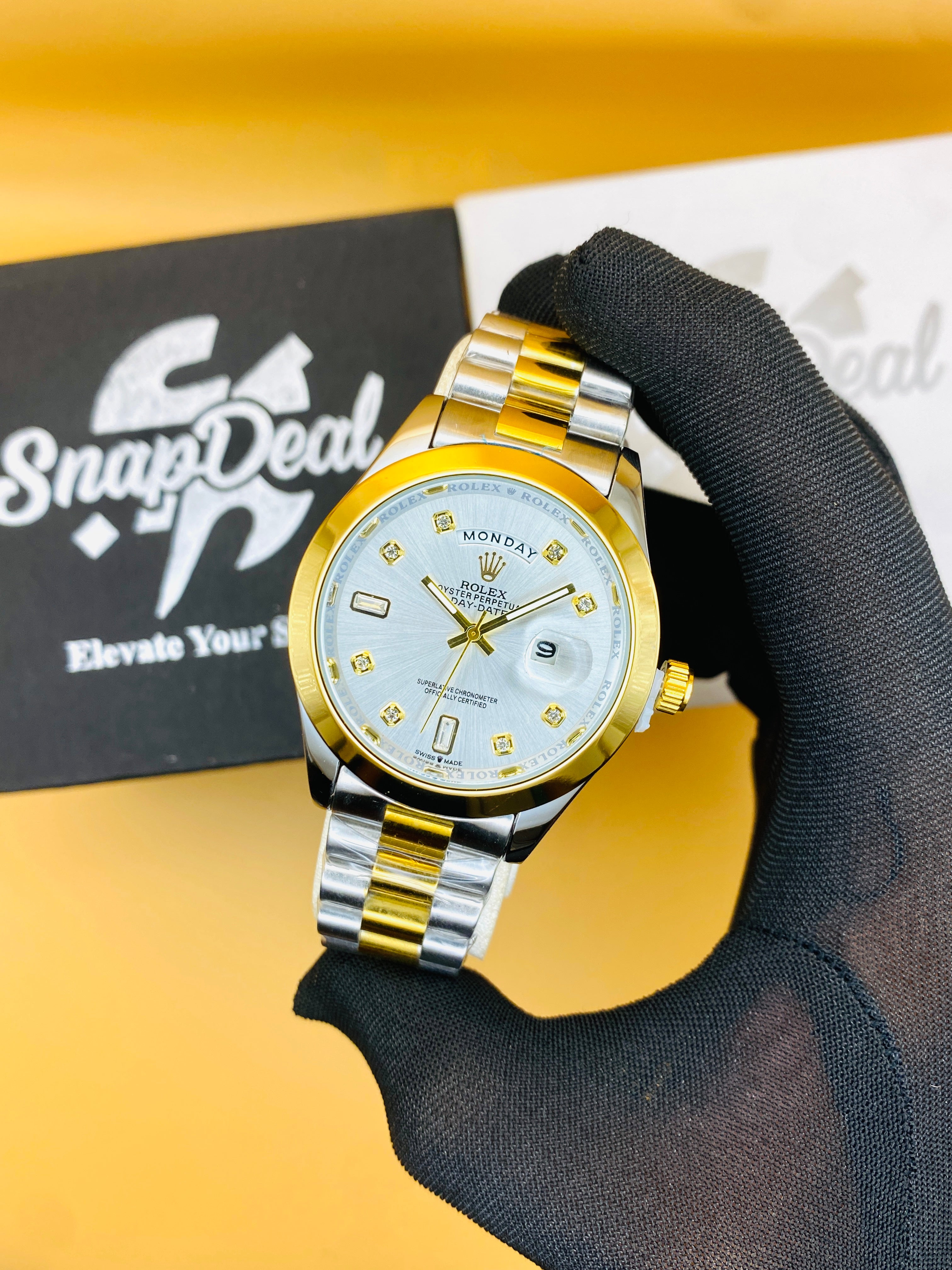 Rolex Stainless Steel 40mm Two Tone Golden-Silver with (White Dial) Day-Date