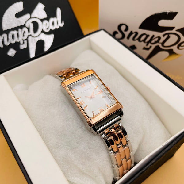 CARTIER Copper-Silver Rectangular Dial Bracelet Watch