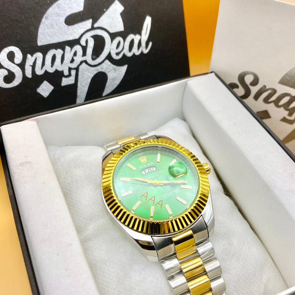 Rolex Stainless Steel 40mm Two Tone Golden-Silver with (Green Dial) Day-Date
