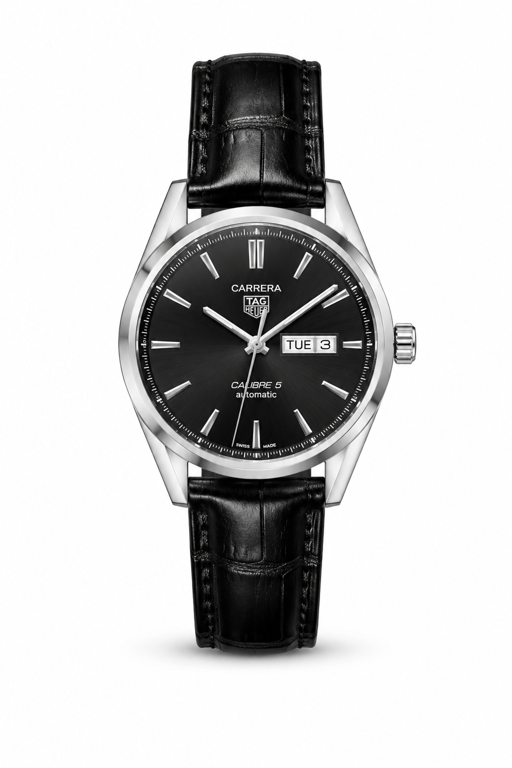 Tag Caliber 5 Black Leather Strap