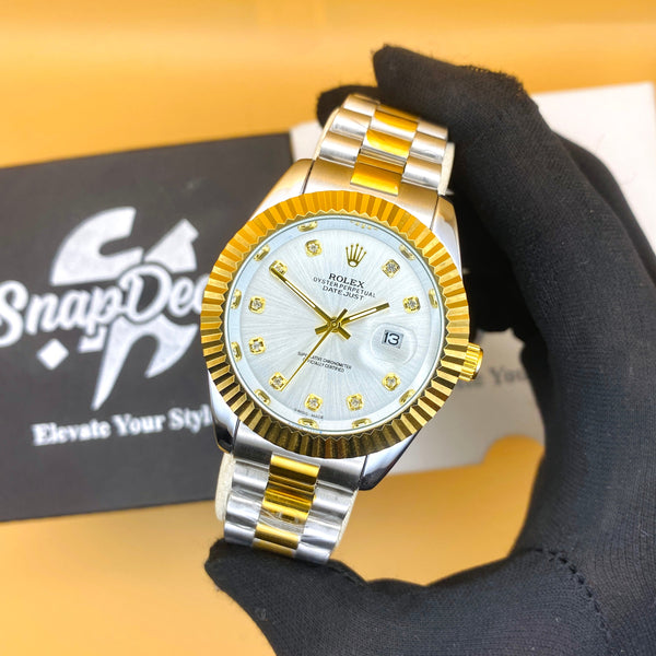 Rolex Stainless Steel 40mm Two Tone Golden-Silver with (White Dial)