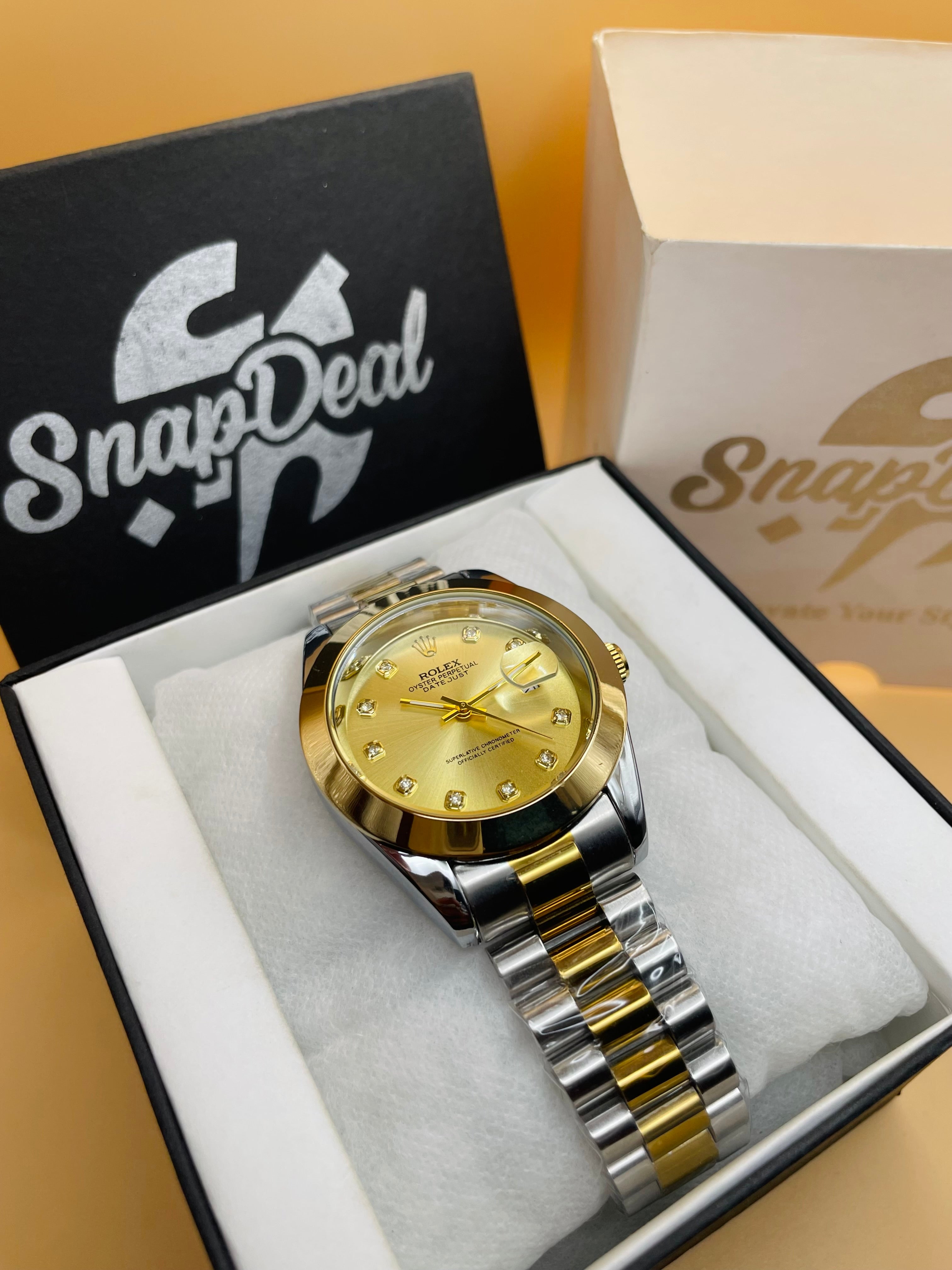 Rolex Stainless Steel 40mm Two Tone Golden-Silver with (Golden Dial)