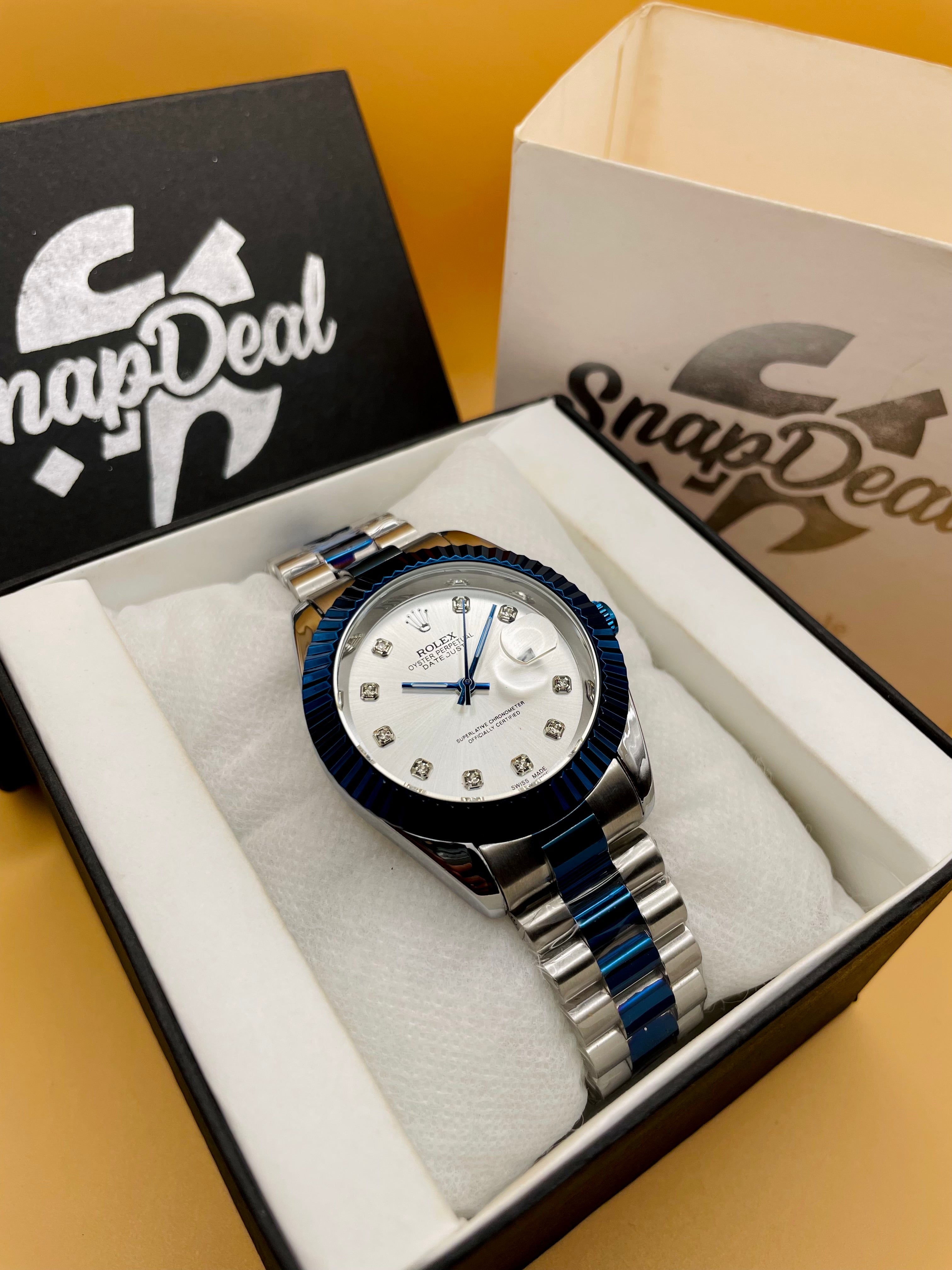 Rolex Stainless Steel 40mm Blue-Silver with (White Dial) Kangaroo