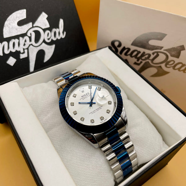 Rolex Stainless Steel 40mm Blue-Silver with (White Dial) Kangaroo