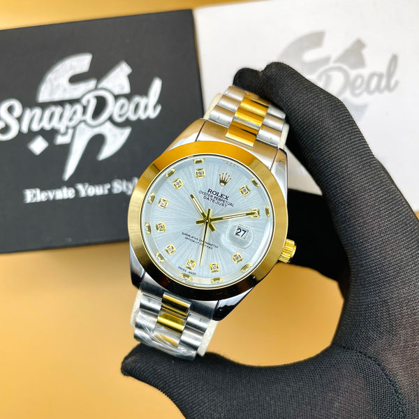 Rolex Stainless Steel 40mm Two Tone Golden-Silver with (White Dial)