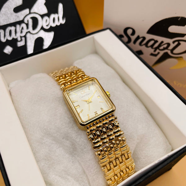 CK - Golden Rectangular Dial Bracelet Watch