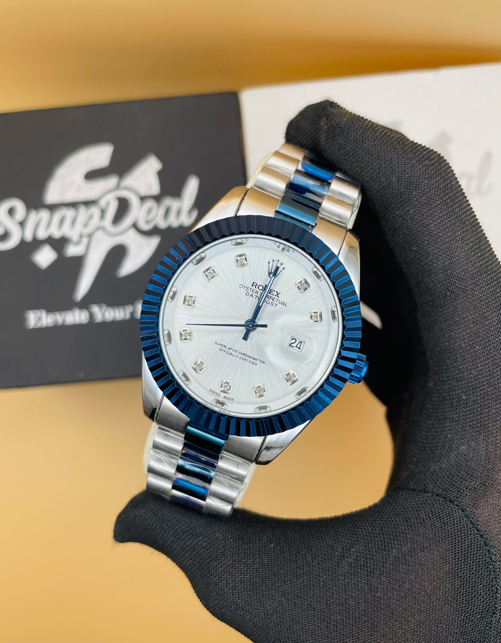 RLX Blue-Silver with (White Dial) Kangaroo