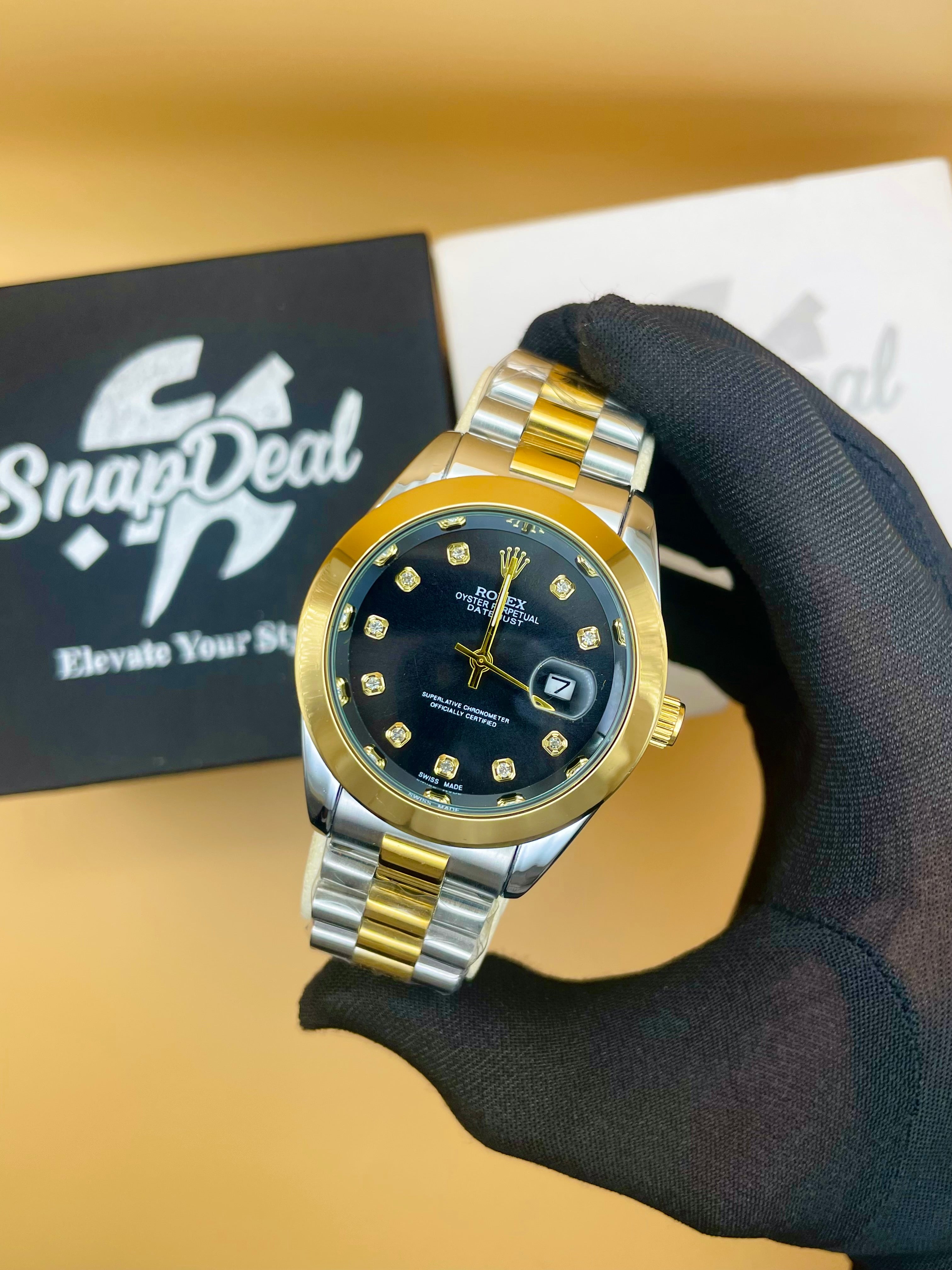RLX Golden-Silver with (Black Dial)