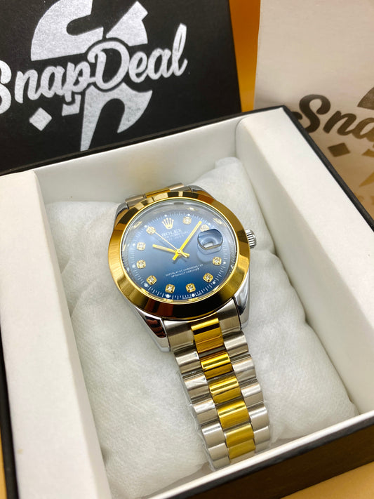 Rolex Stainless Steel 40mm Two Tone Golden-Silver with (Blue Dial)