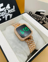 Exclusive Crystal-Embedded Digital Watch with Luxury Bracelet Design (Rose-Gold)