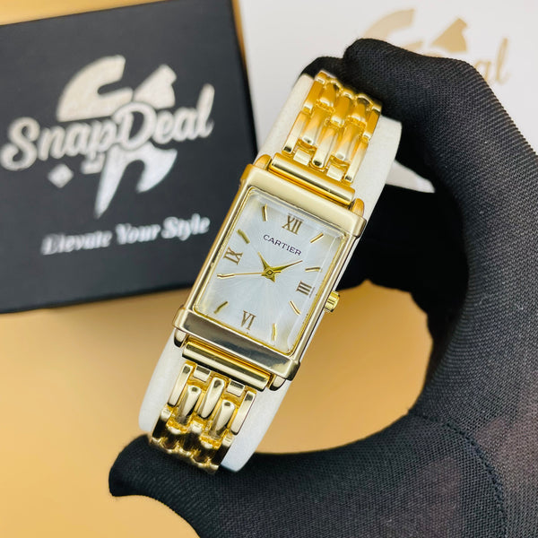 CARTIER Gold Rectangular Dial Bracelet Watch
