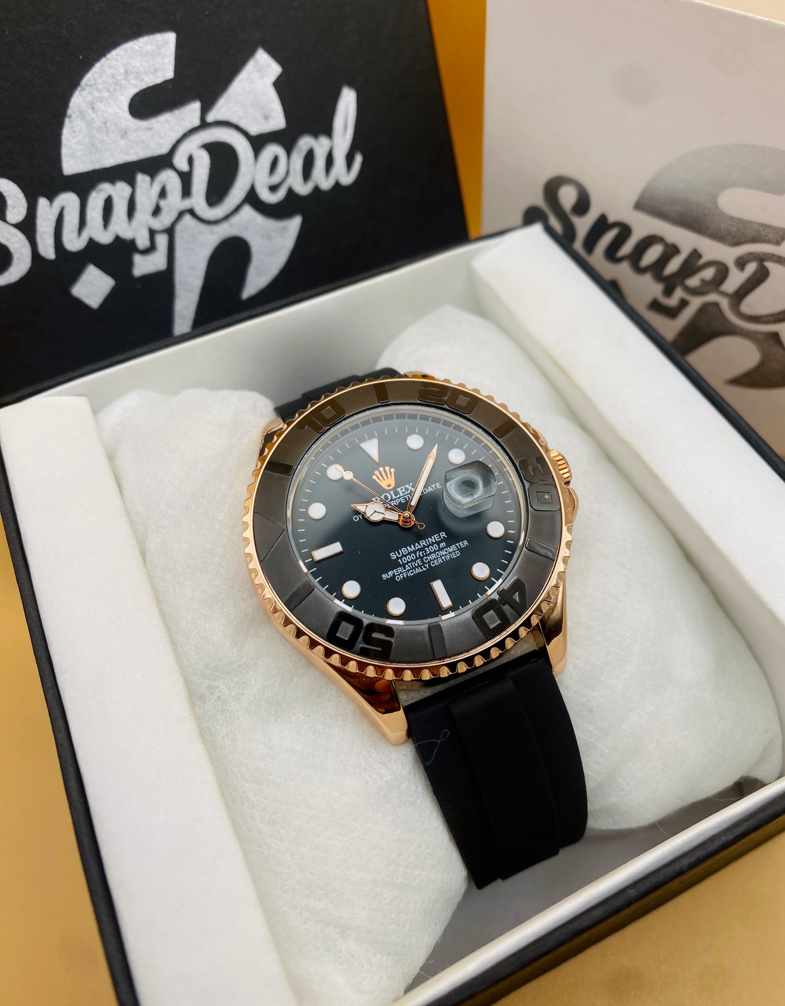 Premium Minimal Gold Black Yacht Master Oyster Watch