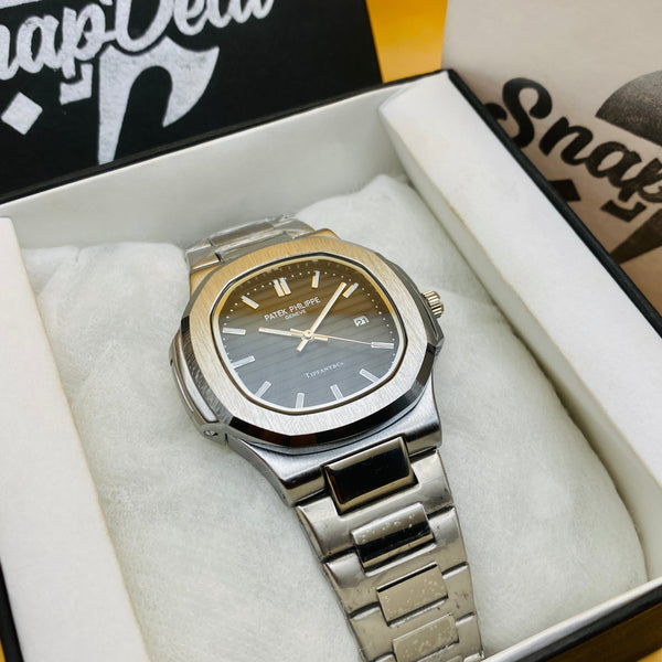 Patek Philippe Geneve Silver with (Black Dial)