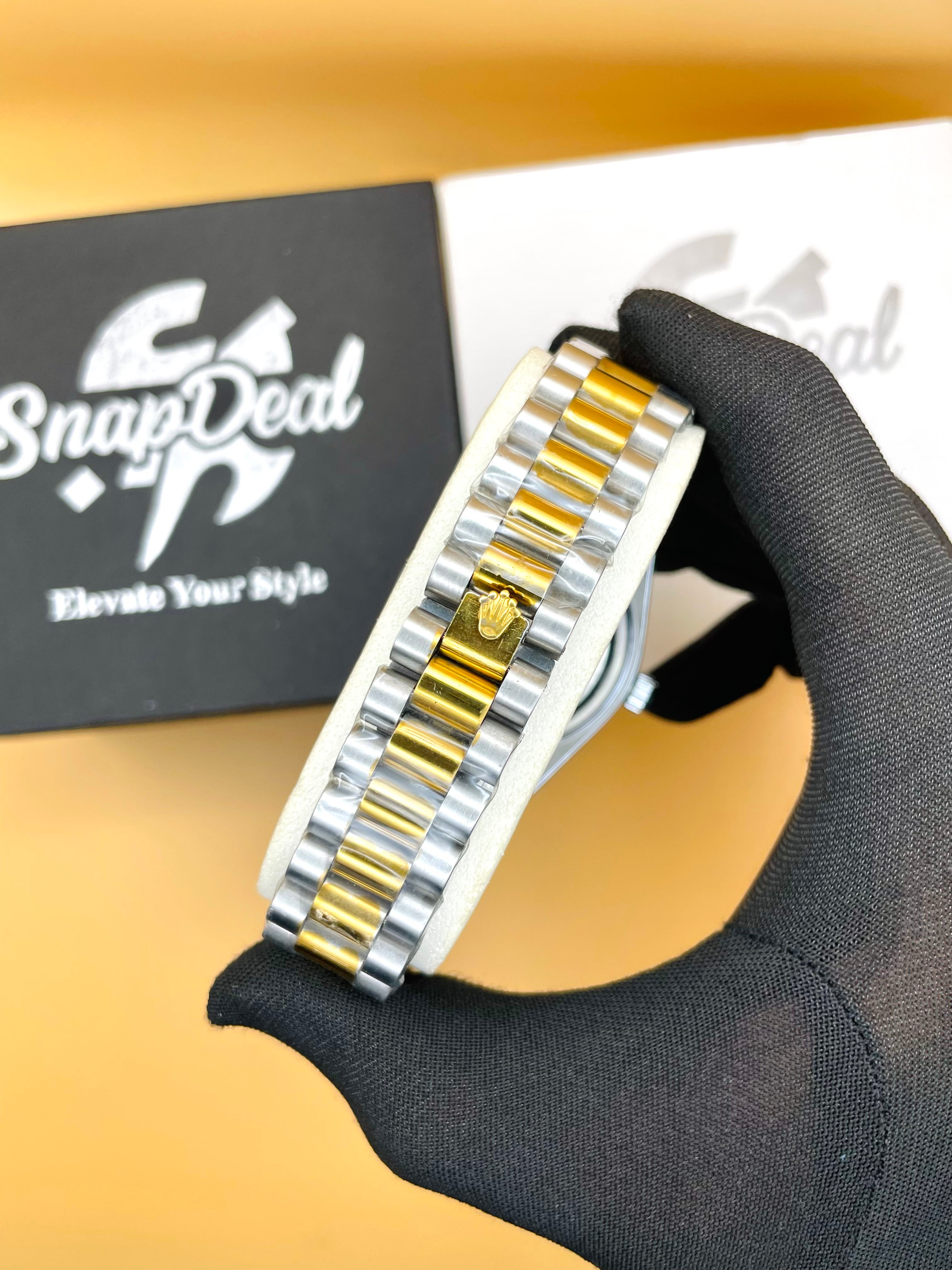 Rolex Stainless Steel 40mm Two Tone Golden-Silver with (Black Dial)