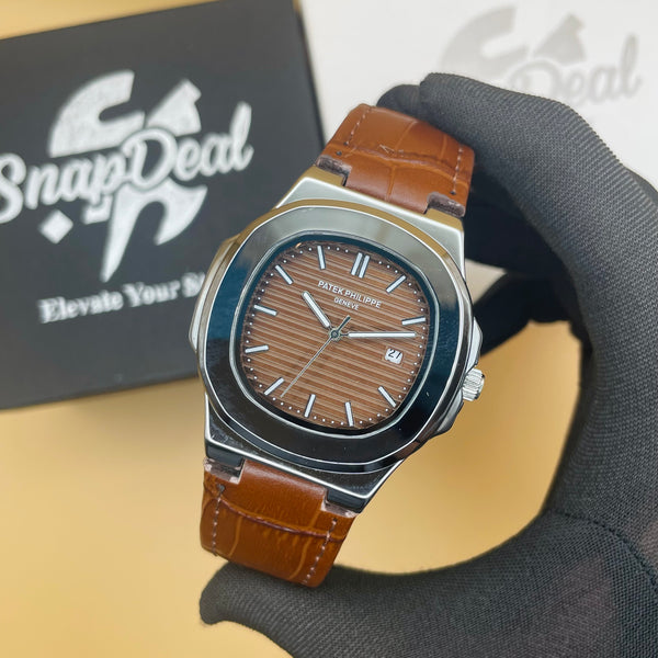 PATEK PHILLIPE Brown Leather Strap Master Lock - Dial (Brown-Silver