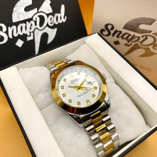 Rolex Stainless Steel 40mm Two Tone Golden-Silver with (White Dial)