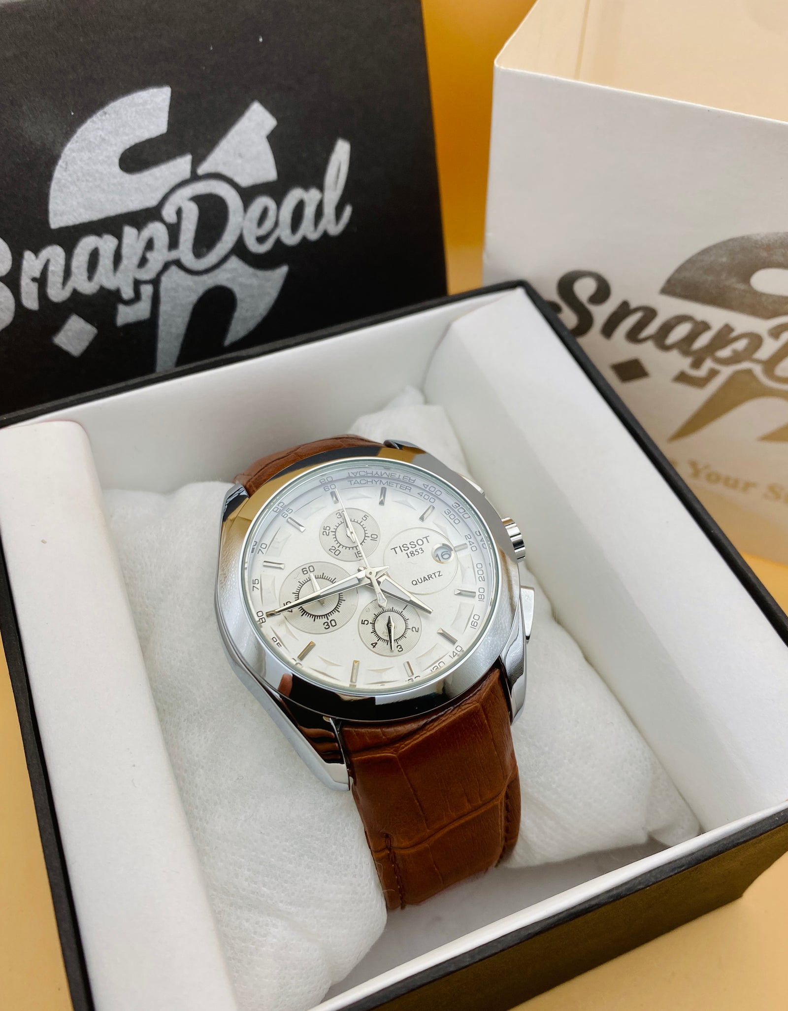 TISSOT 1835 Special Edition Chronograph Watch (Brown & White)