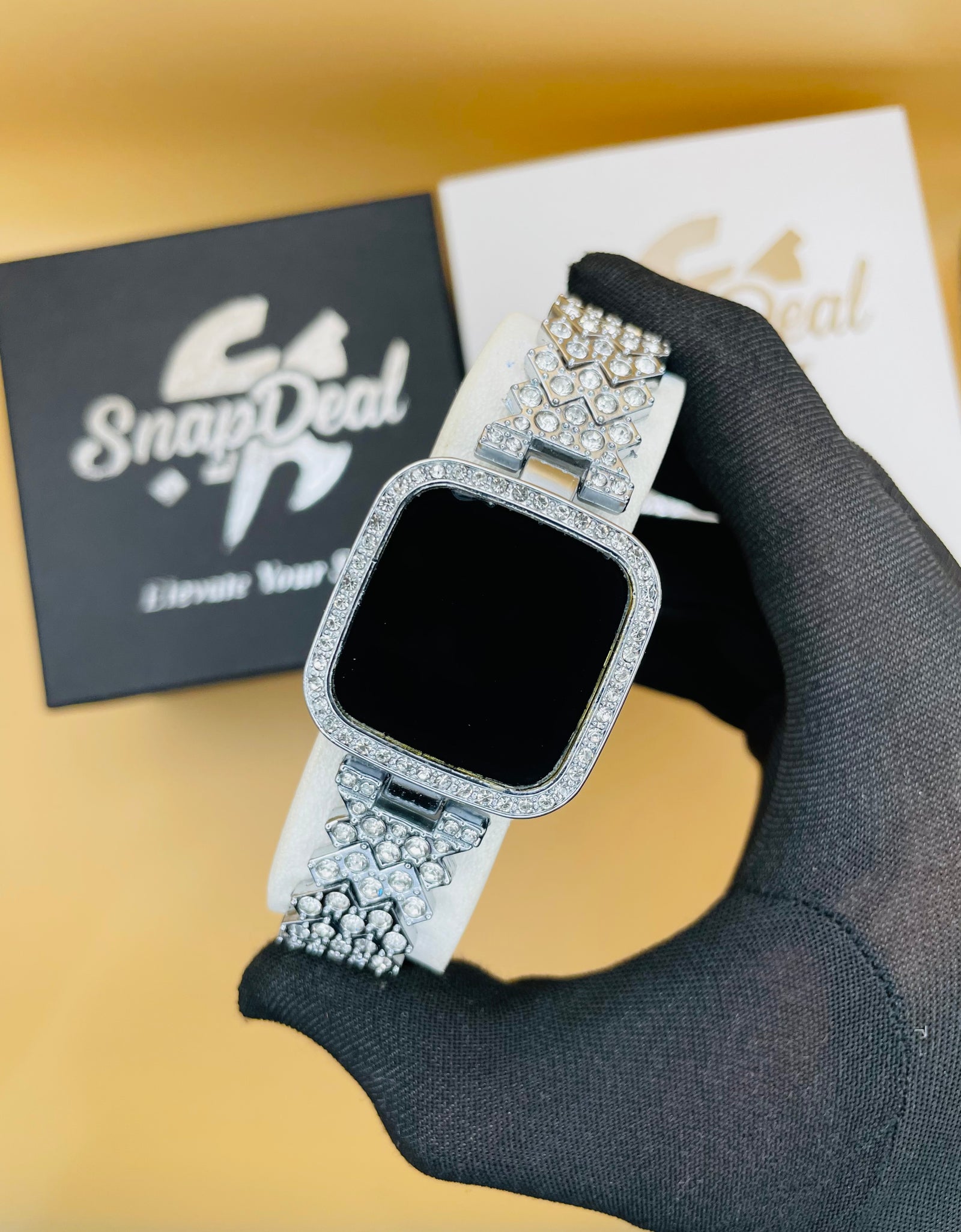 Exclusive Crystal-Embedded Digital Watch with Luxury Bracelet Design (Silver)