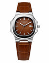 PATEK PHILLIPE Brown Leather Strap Master Lock - Dial (Brown-Silver