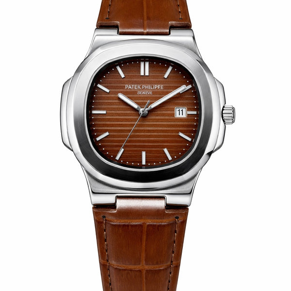 PATEK PHILLIPE Brown Leather Strap Master Lock - Dial (Brown-Silver
