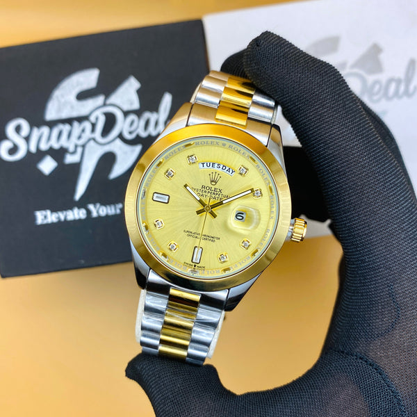 Rolex Stainless Steel 40mm Two Tone Golden-Silver with (Golden Dial) Day-Date