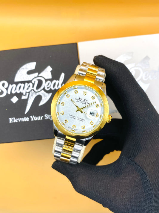 Rolex Stainless Steel 40mm Two Tone Golden-Silver with (White Dial)