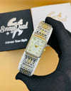 CK - Golden-Silver Rectangular Dial Bracelet Watch