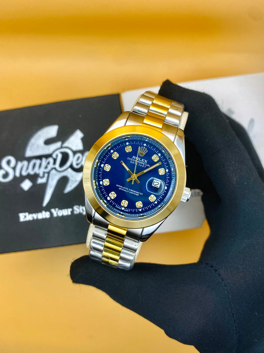 Rolex Stainless Steel 40mm Two Tone Golden-Silver with (Blue Dial)