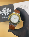 PATEK PHILLIPE Brown Leather Strap Master Lock - Dial (Golden-White)