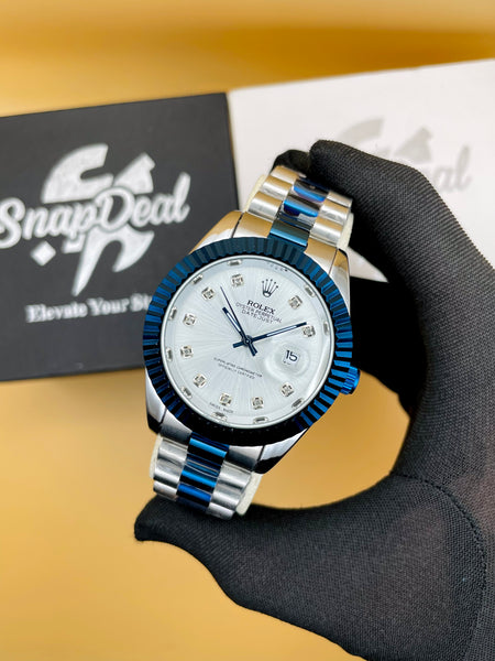 Rolex Stainless Steel 40mm Blue-Silver with (White Dial) Kangaroo