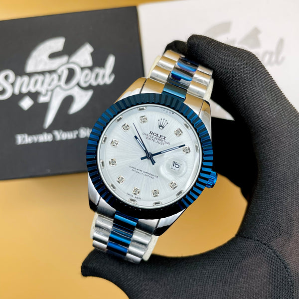 Rolex Stainless Steel 40mm Blue-Silver with (White Dial) Kangaroo
