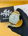 Rolex Stainless Steel Golden Silver with (White Dial) Diamonds Bezel