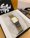 CK - Golden-Silver Rectangular Dial Bracelet Watch