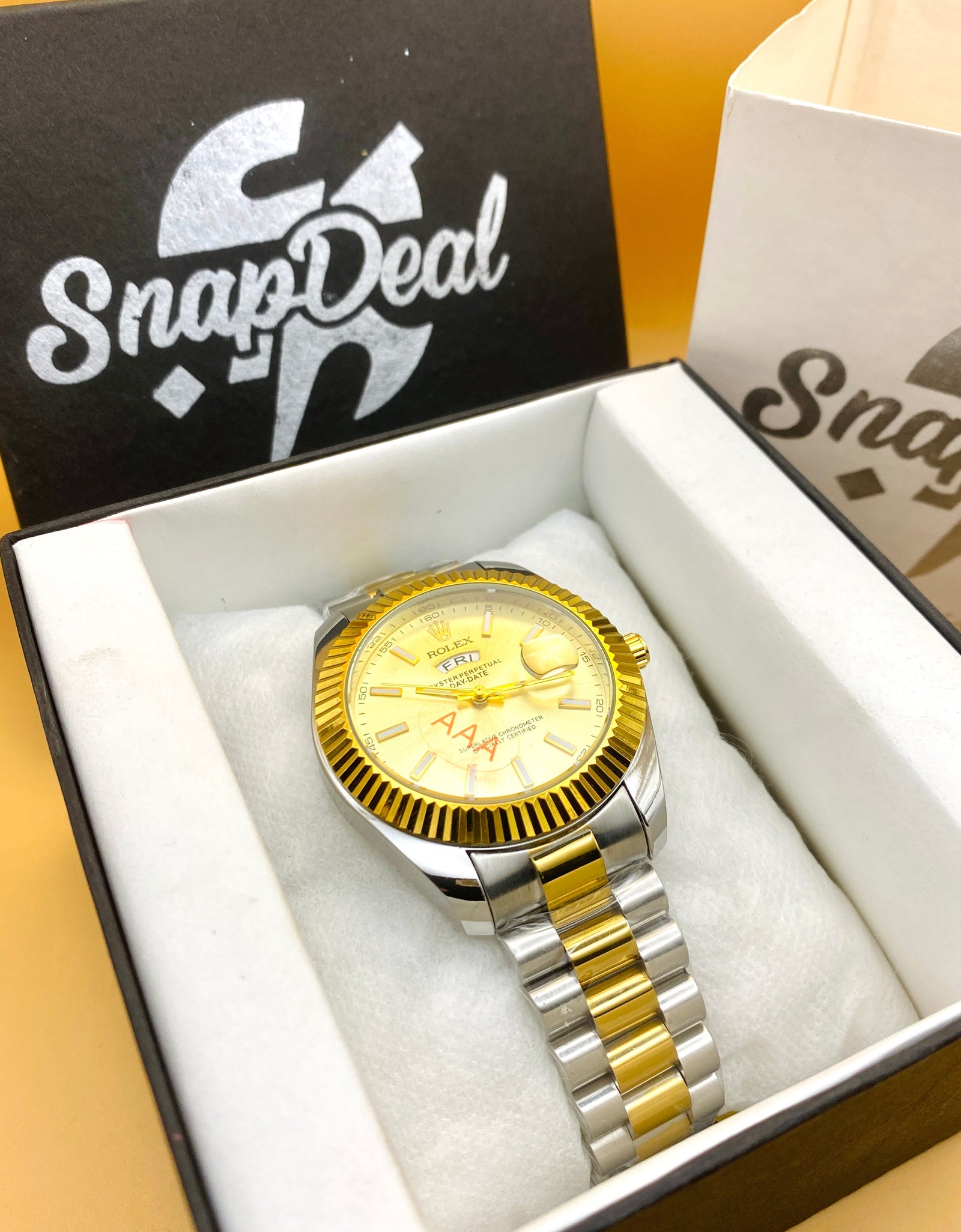 Rolex Stainless Steel 40mm Two Tone Golden-Silver with (Golden Dial) Day-Date