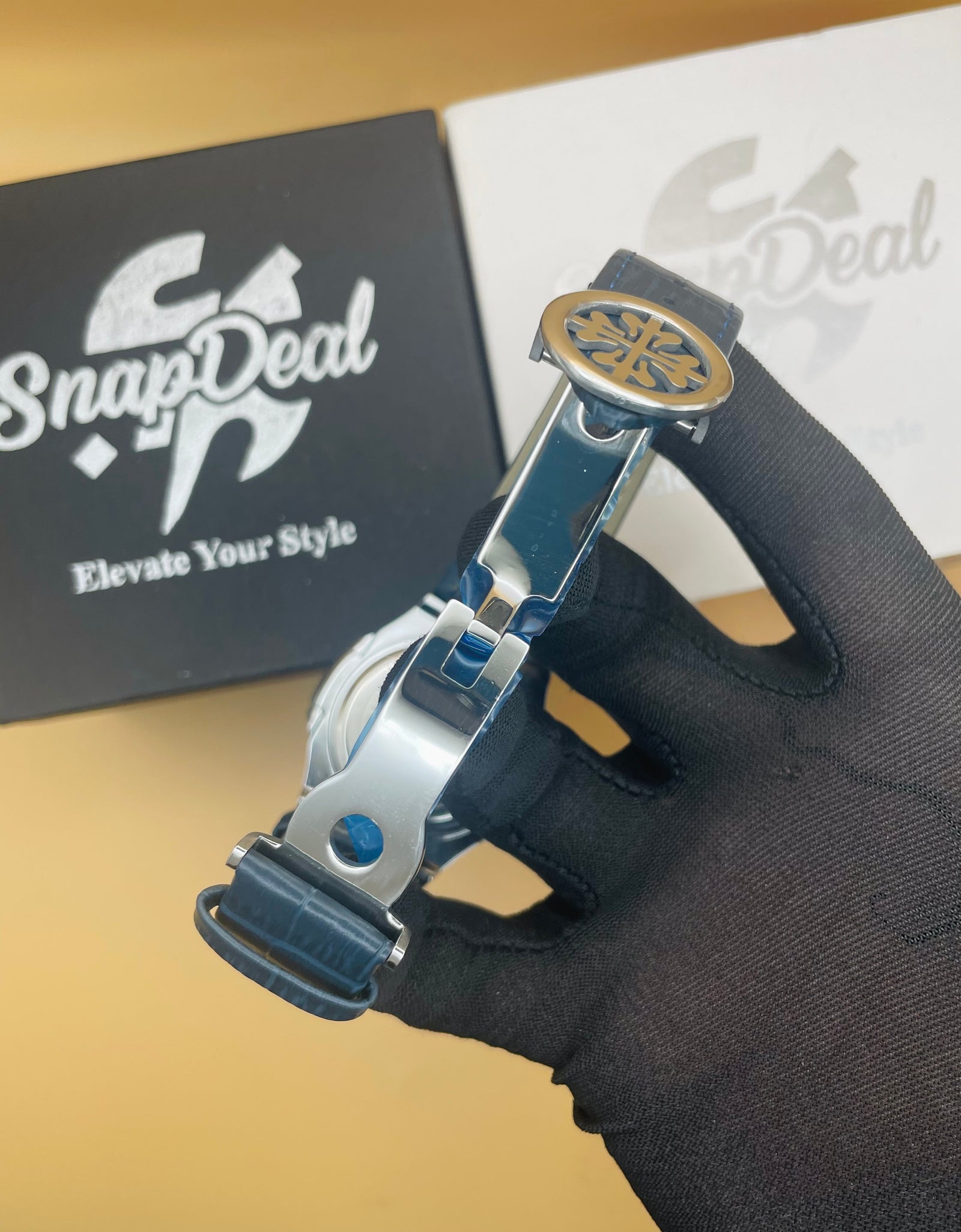P-P Blue Leather Strap Master Lock - Dial (Blue-Silver)