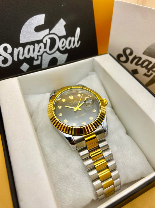 Rolex Stainless Steel 40mm Two Tone Golden-Silver with (Black Dial) Kangaroo